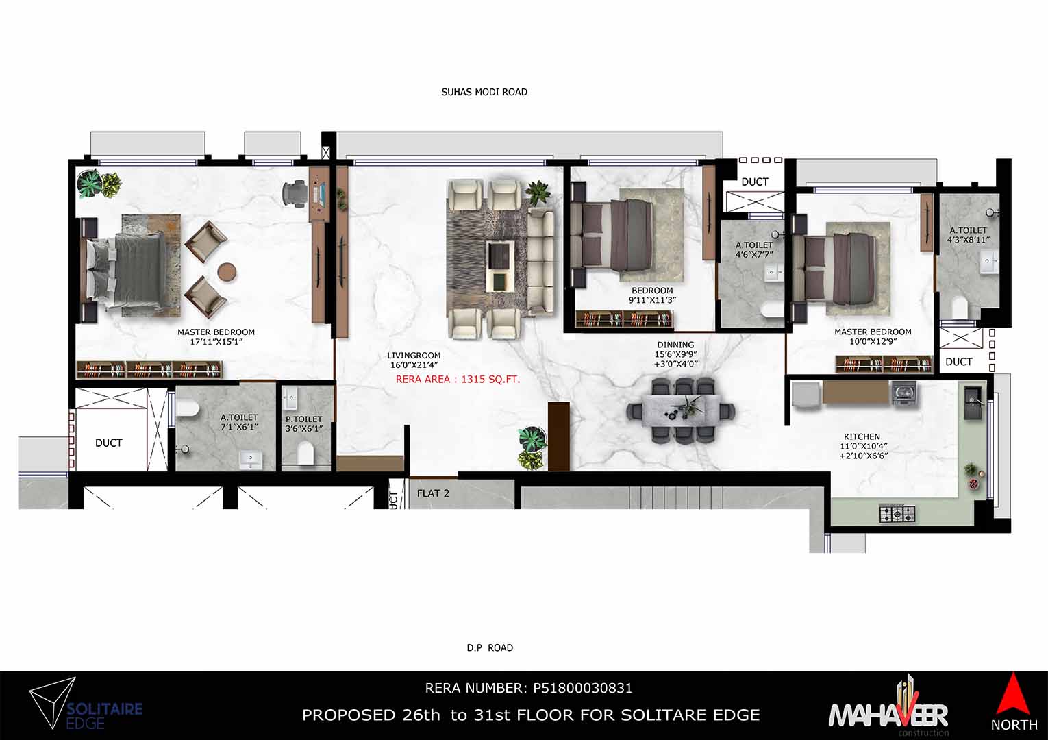 3BHK - 1315 Sq.Ft.
